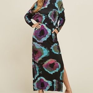 Black tie-dye watercolor maxi dress never worn